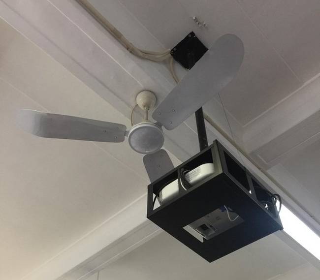 „Mennyezeti ventilátor az osztálytermemben."