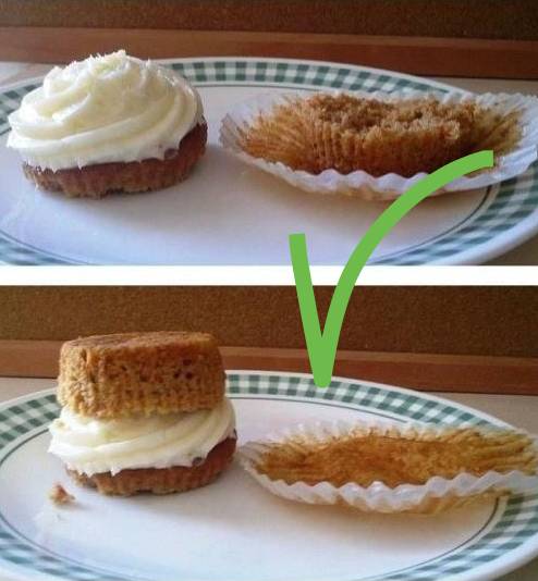A tejszínes cupcake-eket szendvicsekké alakíthatjuk, hogy megkönnyítsük az elfogyasztásukat.