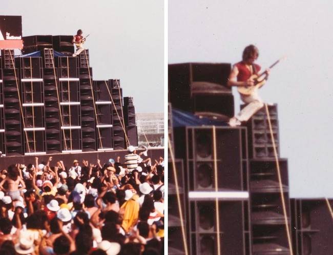 „Apám gitározik egy hatalmas hangszórón ülve, 1979-ben, Japánban."