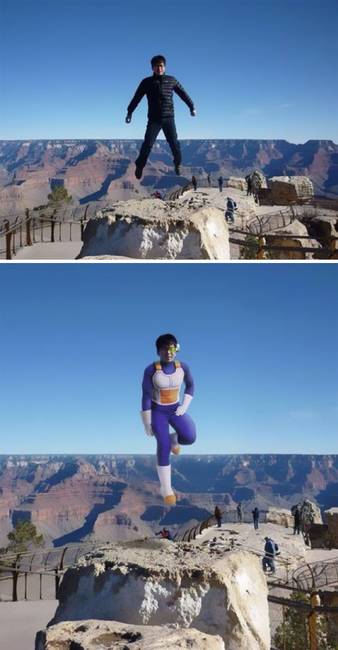 “Ugrás közben készült kép a Grand Canyonnál. Segítenél, hogy egy kicsit realisztikusabb legyen a fotó?!”