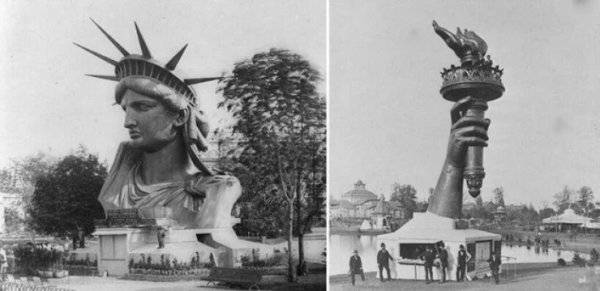A Szabadság-szobor az 1878. évi párizsi világkiállításon, mielőtt még teljesen összeállították és elküldték volna az Egyesült Államokba.