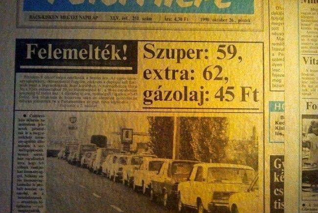 Nagy port kavart üzemanyag-áremelés, 1990-ben.
