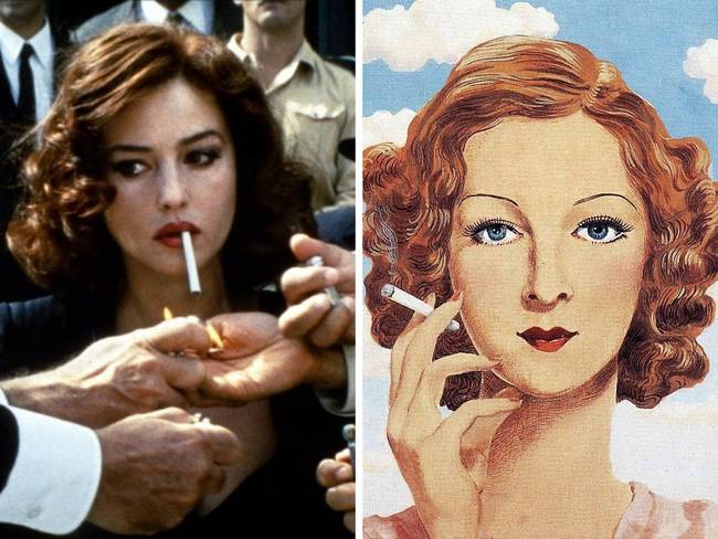 Giuseppe Tornatore Maléna (2000) című filmjének ezen jelenetét René Magritte 1934-es festménye ihlette, melyen a művész a feleségét örökítette meg.
