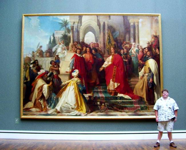 A festmény melletti turista magassága 188 cm.