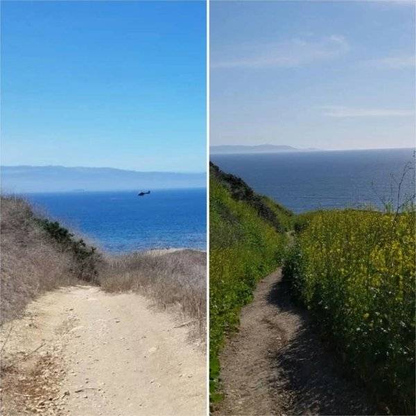 Észak-Kalifornia egy nagy esőzés előtt és után.