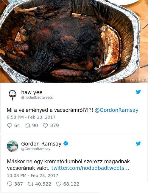 16 személy, aki jó ötletnek tartotta beküldeni a főztjét Gordon Ramsay Twitter oldalára