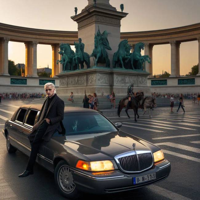Draco Malfoy mikozben limuzinbol kilogva utazik a budapesti Hosok teren9