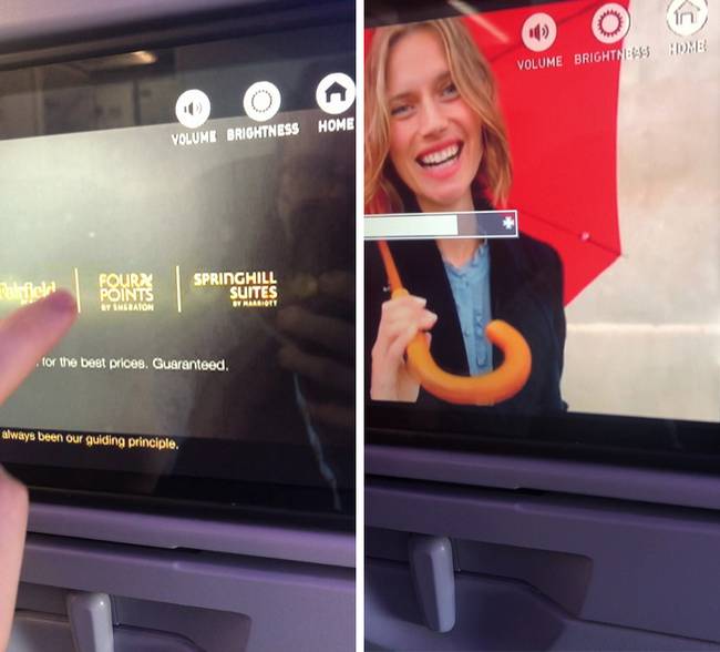 A JetBlue Airlines fejtámla-monitorjai folyamatosan vetítik a reklámokat az utasoknak, és nem lehet kikapcsolni őket.