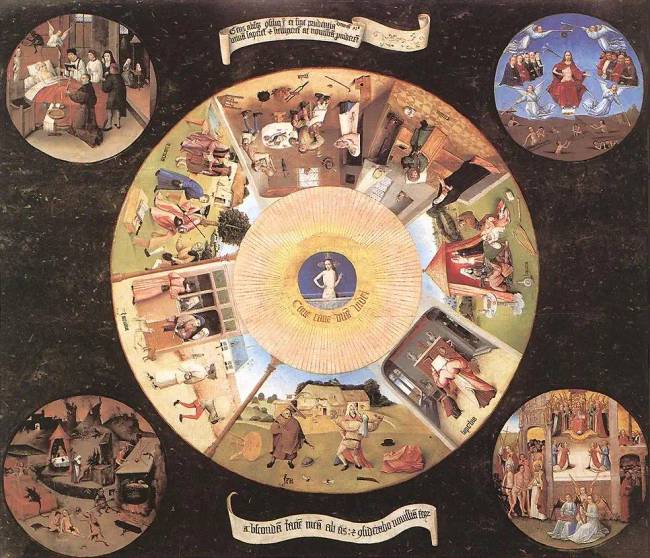 Hieronymus Bosch, „A hét halálos bűn és a négy végső dolog”.