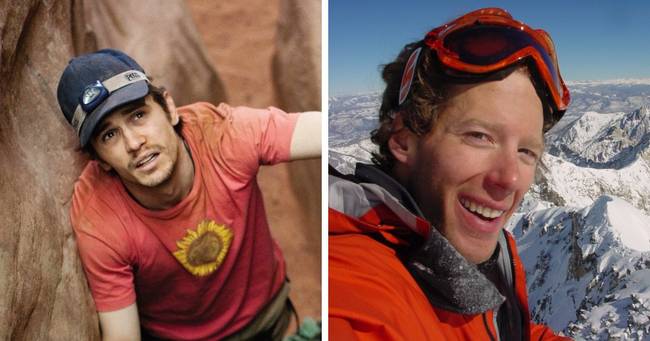 Aron Ralston: James Franco előadásában és a valóéletben.