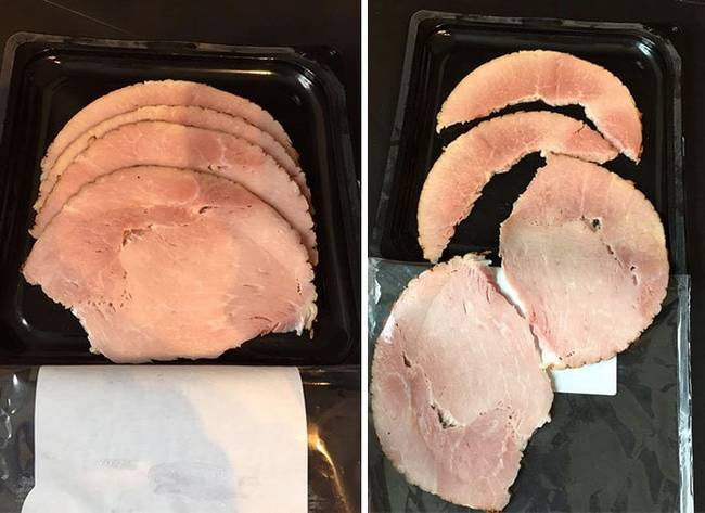 Nagyon trükkösen szeletelt a hentes.