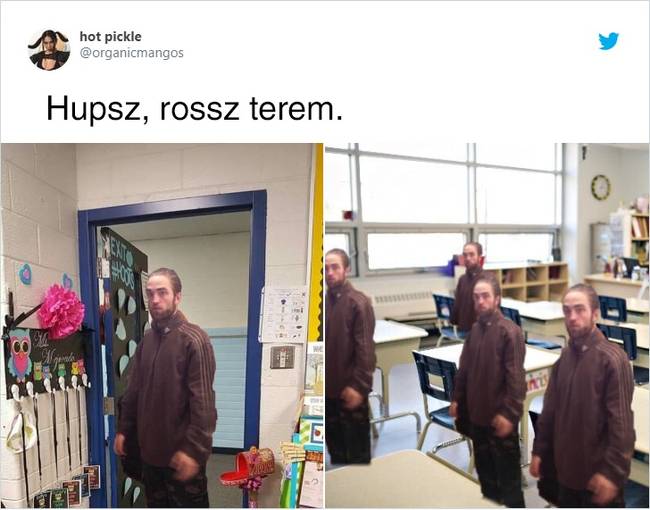 Robert Pattinson melegítős fotója mémmé vált, és most különféle filmjelenetekbe vágják bele őt az emberek