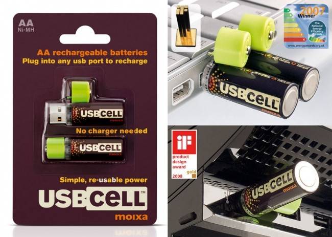 USB-n keresztül tölthető ceruzaelem.