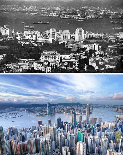 Hongkong az 1960-as években és most.