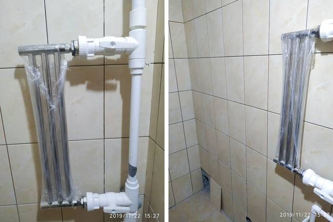 „Így szerelték fel a törülközőszárítónkat."