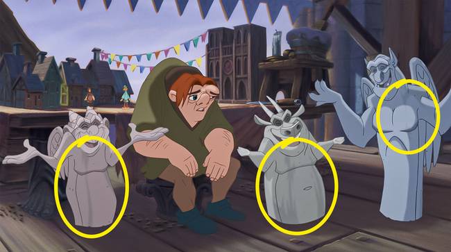 A Notre Dame-i toronyőr vízköpőin vízfoltok láthatók.