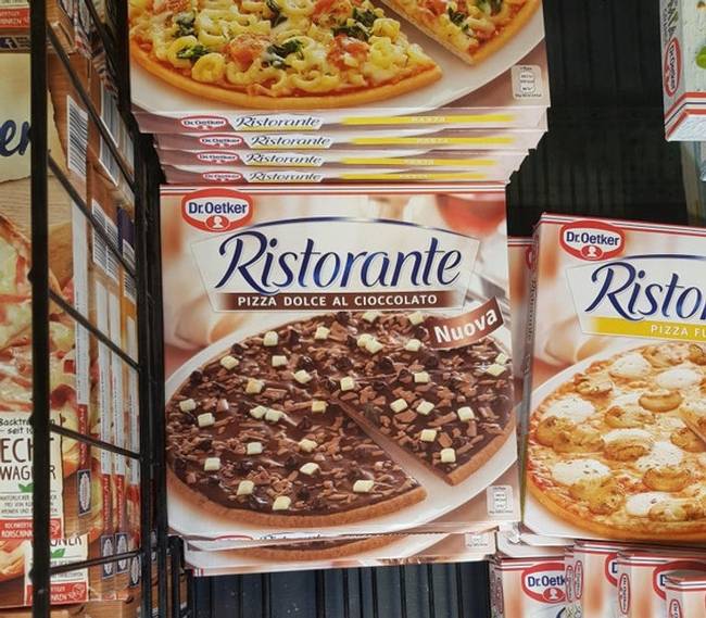 Németországban a szokásos húsos és vega pizzák mellett csokis pizzát is találhatunk.