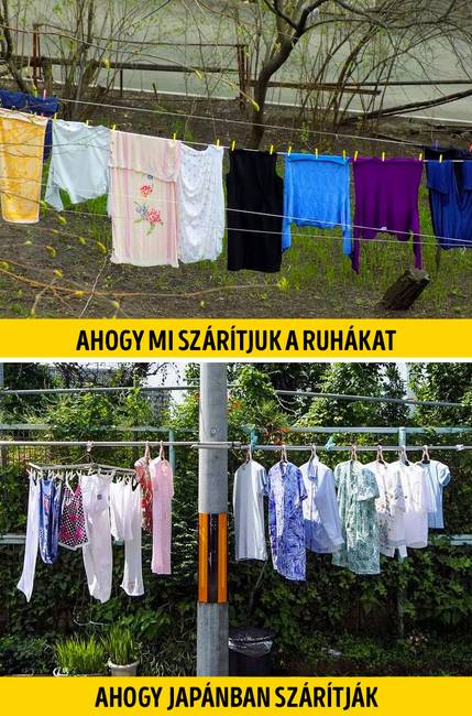 Mosás után minden fogason kell szárítani. A japánok nagyon érzékenyek az ilyesmire.