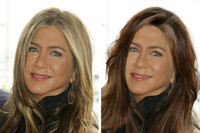 Jennifer Aniston sötét hajszínnel