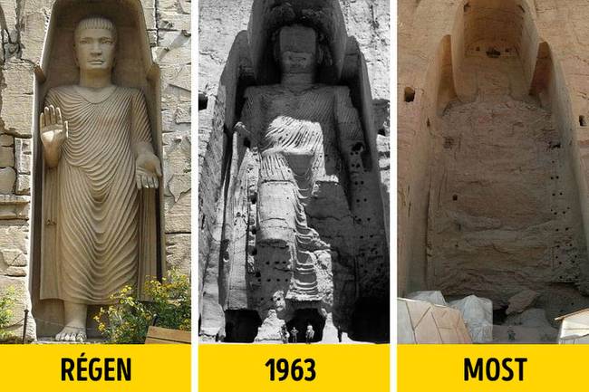 A Bámiján-völgyi Buddha szobor Afganisztánban.