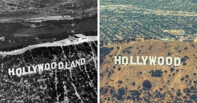 A Hollywood felirat az 1920-as években és most