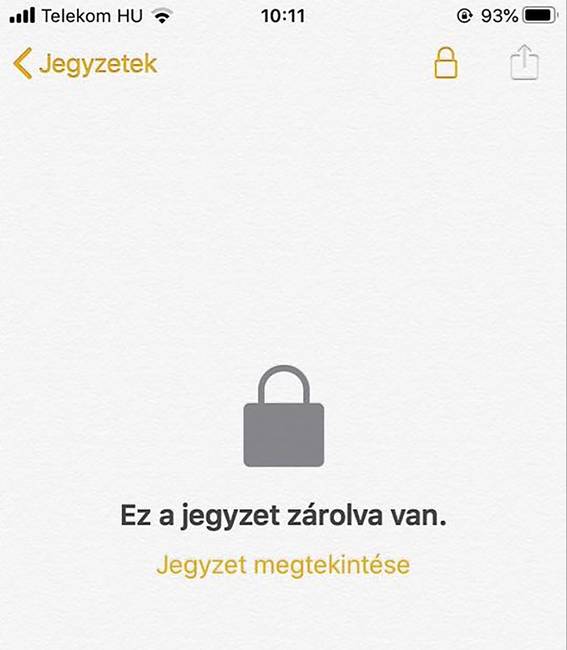 Jegyzetek jelszavas zárolása