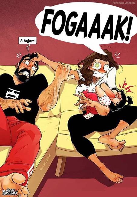 Egy izraeli művész aranyos humorral mutatja be a fiatal családok mindennapi életét