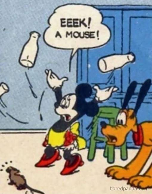 Minnie egér, az EGÉR, aki fél az egerektől. Wtf?!