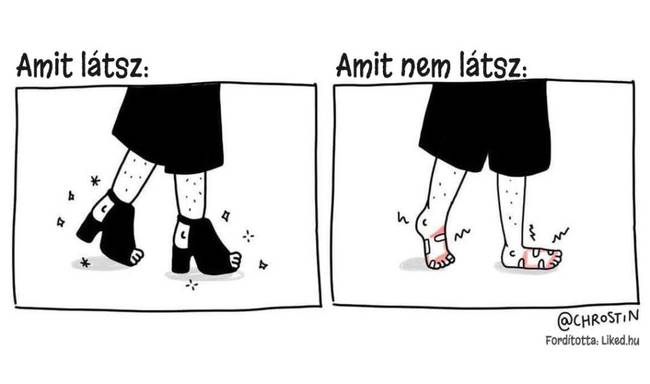 12 röhejes illusztráció, a minden nő számára ismerős hétköznapi problémákról