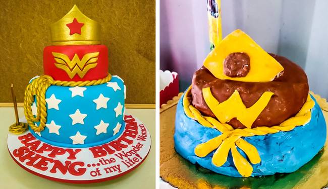 „Rendeltünk egy Wonder Woman-témájú tortát, olyat szerettünk volna, mint az első képen. Ez lett belőle...”