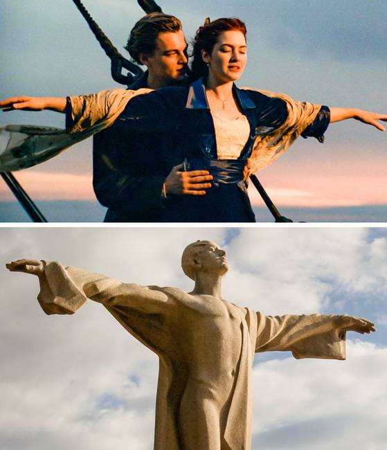 A Titanic című film ikonikus hajó orros jelenete valójában tisztelgés és utalás a katasztrófa áldozatainak emlékére állított emlékműre, amit Washingtonban állítottak fel 1931-ben.