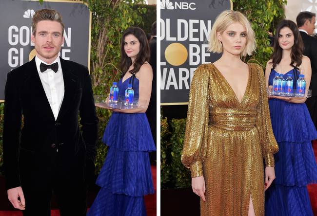 A Fiji ásványvíz promóter-lánya minden híresség fényképébe belopózott magának a Golden Globe-gálán, ezzel kiérdemelve magának a legjobb háttérszereplő díjat.
