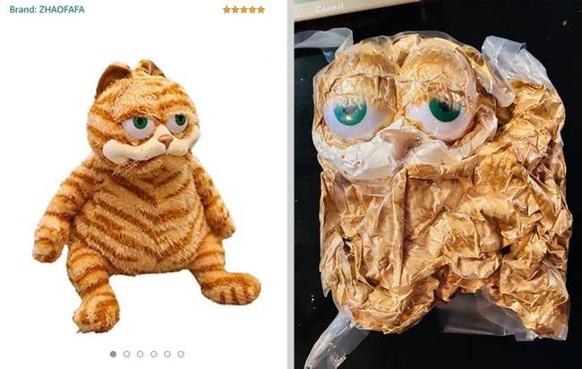 „Úristen, a szobatársam online vásárolta ezt a Garfield-plüsst, és így hozták házhoz!"