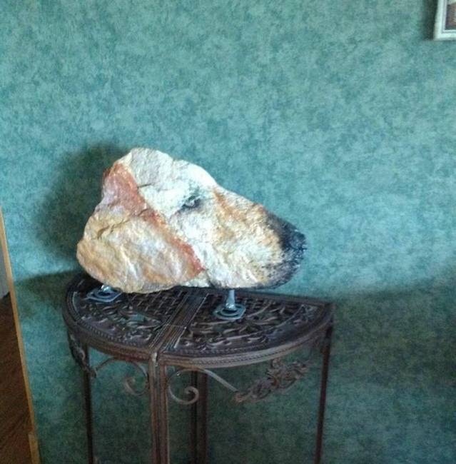 Egy hatalmas "labradorit" ásvány, ami valójában csak egy különleges mintájú kő, de hát na...🐶
