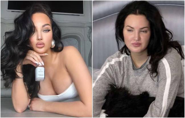 Natalie Halcro egy fotózáson és a valóságban.