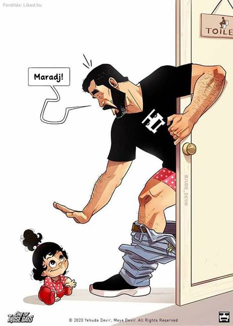 Egy izraeli művész aranyos humorral mutatja be a fiatal családok mindennapi életét