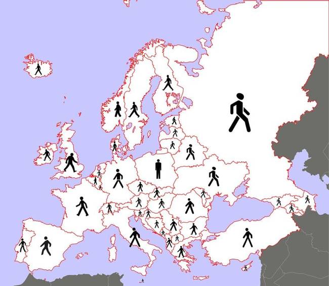 Európa országaiban a gyalogosokat ábrázoló útjelző táblák is meglehetősen eltérők.