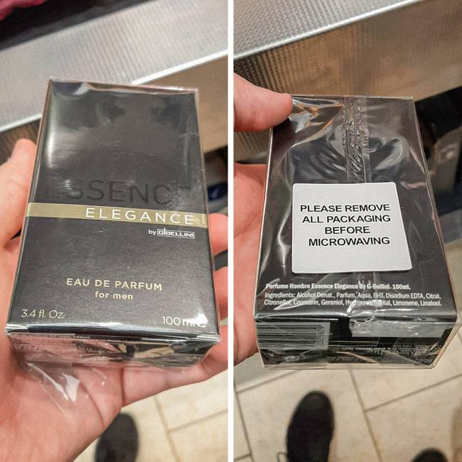 „Leginkább a parfümre ragasztott instrukció lepett meg: "Mielőtt mikróban melegítené, távolítson el minden csomagolást."