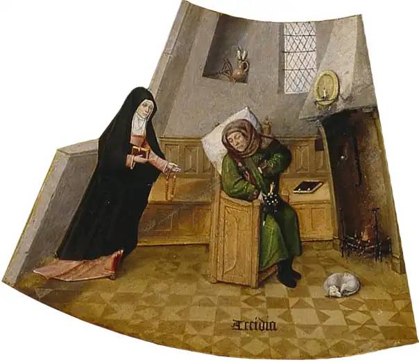 Restség (részlet Hieronymus Bosch „A hét halálos bűn és a négy végső dolog” című művéből).