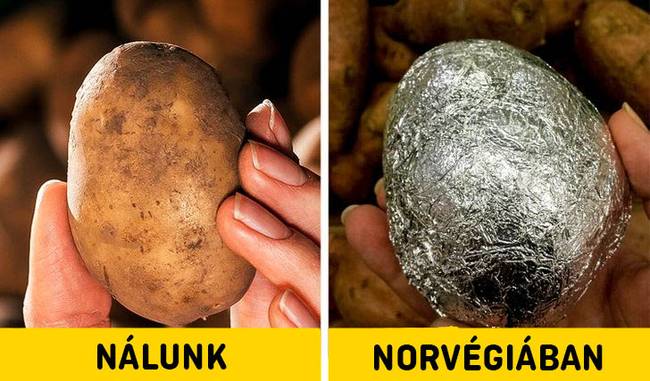 A norvég szupermarketek alufóliába csomagolt nyersburgonyákat árulnak a szabadban történő sütögetéshez.
