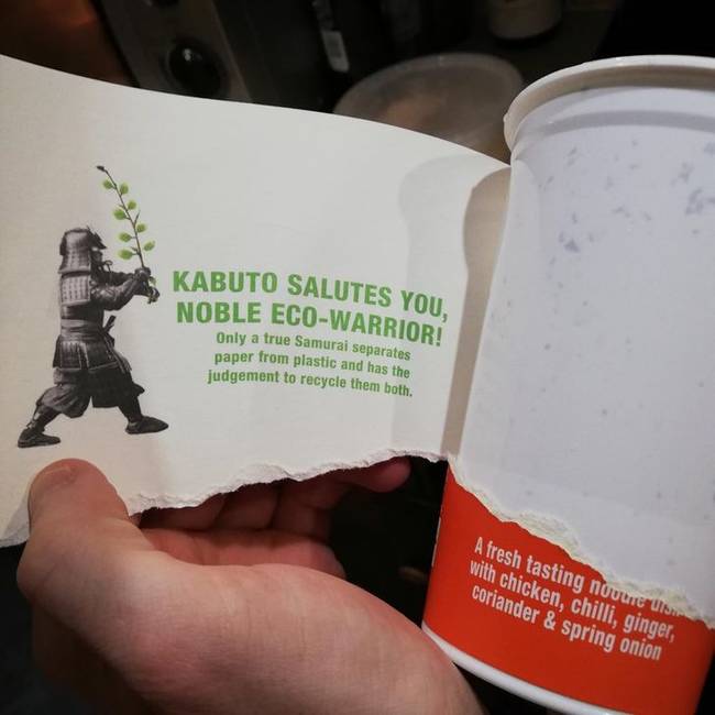 „Akkor fedeztem fel ezt a rejtett üzenetet, amikor letéptem a papírt a ramen leves dobozáról."