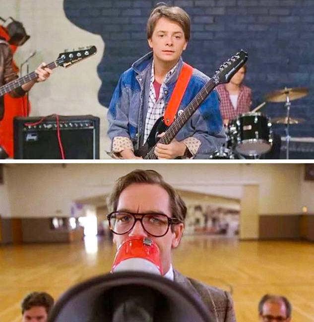Amikor Marty zenei meghallgatásra megy, a „Huey Lewis and the News” nevezetű zenekar „Power of Love” című számát adja elő. A fickó, aki ezután elutasítja őt valójában a Huey Lewis and the News zenekar énekese.