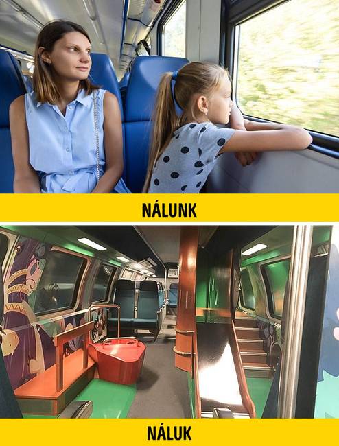 Családi vagon egy svájci vonaton.