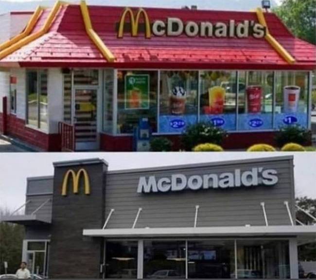 Öröm látni, hogy a McDonald's éttermek velünk öregedtek, és hozzánk hasonlóan a hangulatos vidámságukat a szürke depresszió váltotta fel.