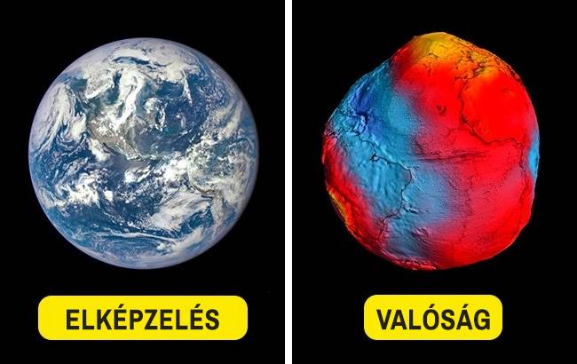 A Föld valójában egyáltalán nem gömb-alakú. Ha eltávolítjuk a felszínéről a vizet és a légkört, igencsak szabálytalan alakzatot kapunk eredményül.