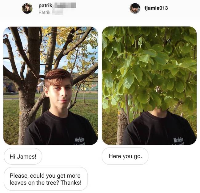 „Szia James! Tudnál rátenni néhány extra levelet a fára?''