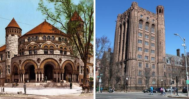 Osborne Hall - a Yale egyetem korábbi kampusza New Haven-ben, és a Bingham Hall épülete, mely végül a helyére épült.