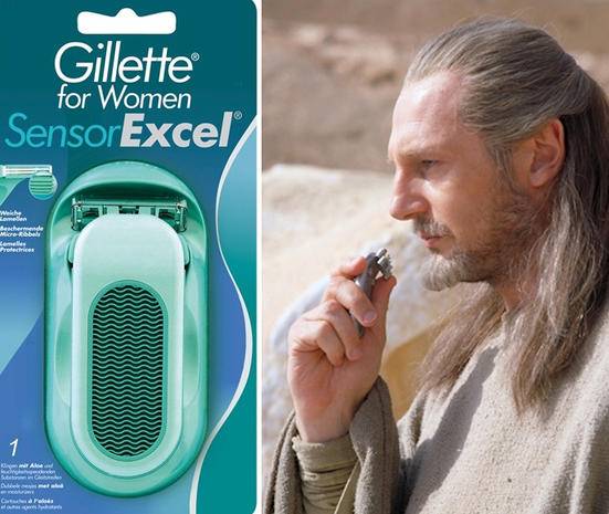 A kommunikátor, amit Qui-Gon Jinn használt, valójában a Gillette Sensor Excel nevezetű női borotva egy átalakított változata.