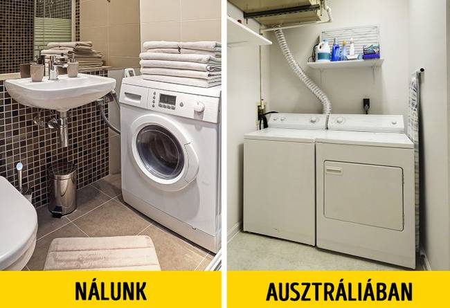 Az ausztrálok külön helyiségben tárolják a mosógépet.