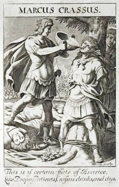 „Crassus halála”. Michael Burghers metszete, 1703.